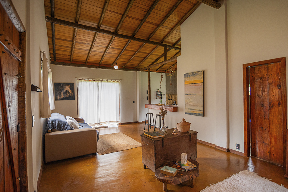 Interior da Pousada Ecovila Coração da Mata em Brumadinho.